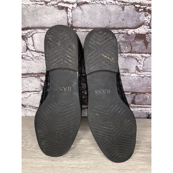 BASS Regina Black Leather Weaves Woven Basket weave Loafers Women Sz 10M US/41EU - Picture 8 of 16
